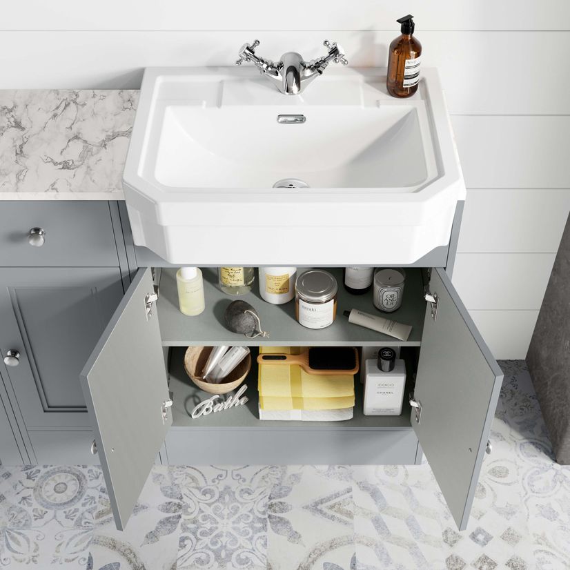 Monaco Dove Grey Combination Vanity Traditional Basin with Marble Top and Boston Toilet 1500mm