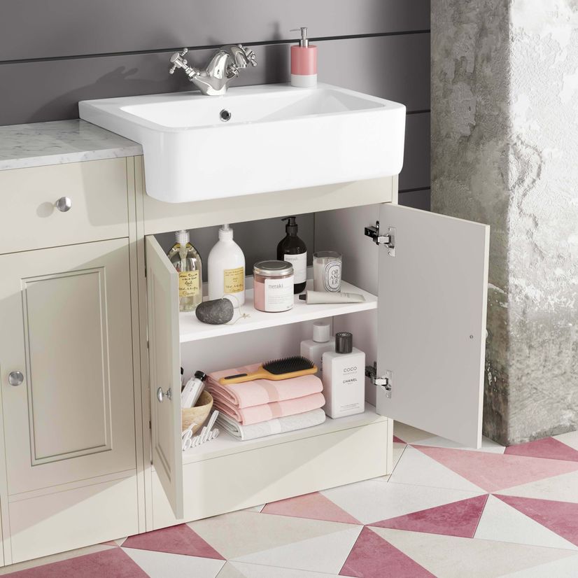 Monaco Chalk White Combination Vanity Basin with Marble Top and Boston Toilet 1500mm