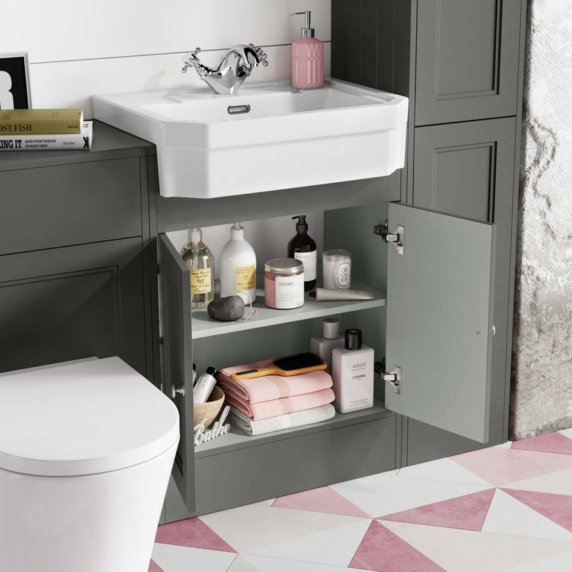 Monaco Graphite Grey Combination Vanity Traditional Basin and Boston Toilet 1200mm