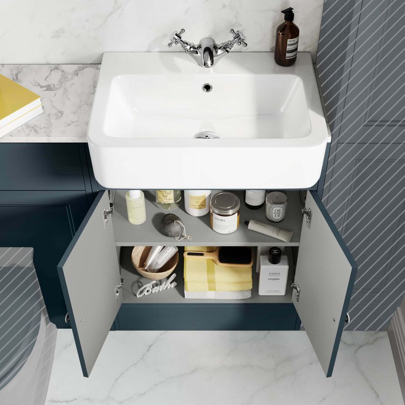 Monaco Inky Blue Combination Vanity Basin with Marble Top 1200mm (Excludes Pan & Cistern)