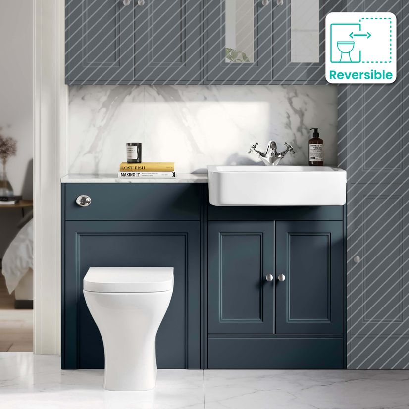 Monaco Inky Blue Combination Vanity Basin with Marble Top & Atlanta Toilet 1200mm