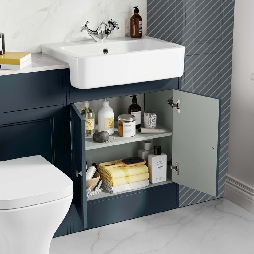 Monaco Inky Blue Combination Vanity Basin with Marble Top & Atlanta Toilet 1200mm