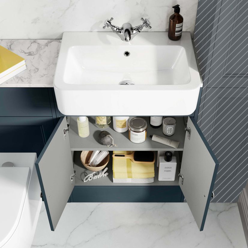Monaco Inky Blue Combination Vanity Basin with Marble Top & Boston Toilet 1200mm