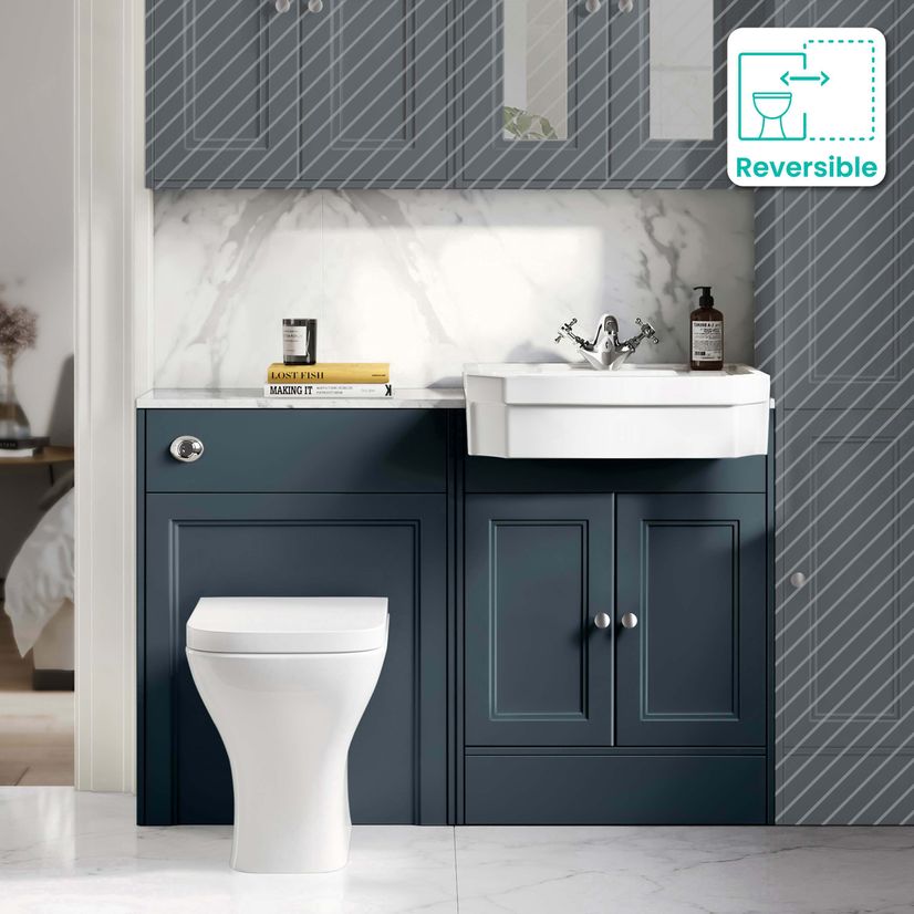 Monaco Inky Blue Combination Vanity Traditional Basin with Marble Top & Atlanta Toilet 1200mm