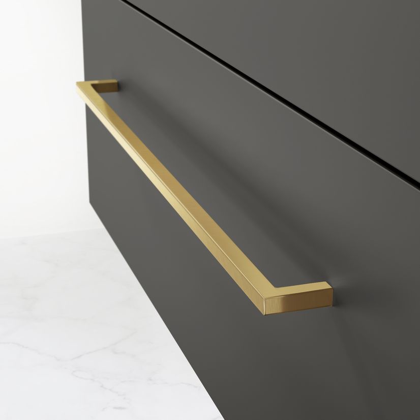 Elba Graphite Grey Wall Hung Drawer 800mm Excludes Counter Top Basin - Brushed Brass Accents