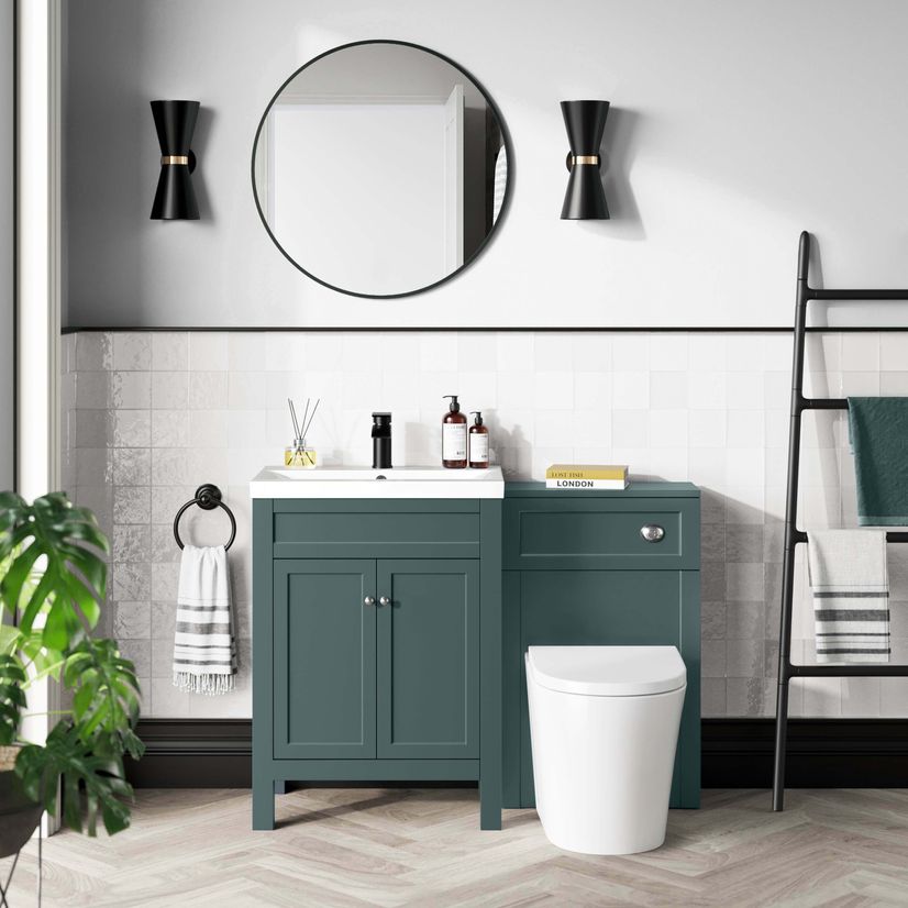 Bermuda Midnight Green Combination Vanity Basin and Boston Toilet 1100mm