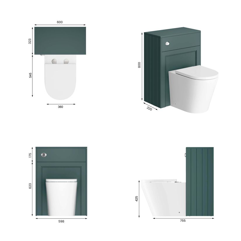 Traditional Midnight Green Back To Wall Unit and Boston Toilet