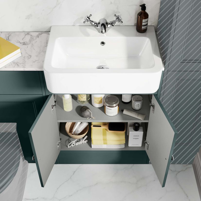 Monaco Midnight Green Combination Vanity Basin with Marble Top 1200mm (Excludes Pan & Cistern)