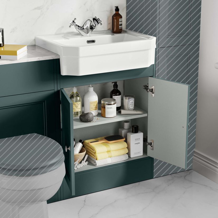 Monaco Midnight Green Combination Vanity Traditional Basin with Marble Top 1200mm (Excludes Pan & Cistern)