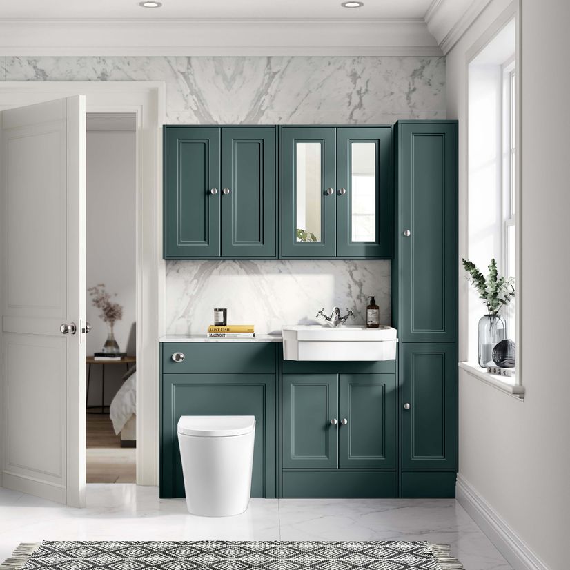 Monaco Midnight Green Combination Vanity Traditional Basin with Marble Top & Boston Toilet 1200mm