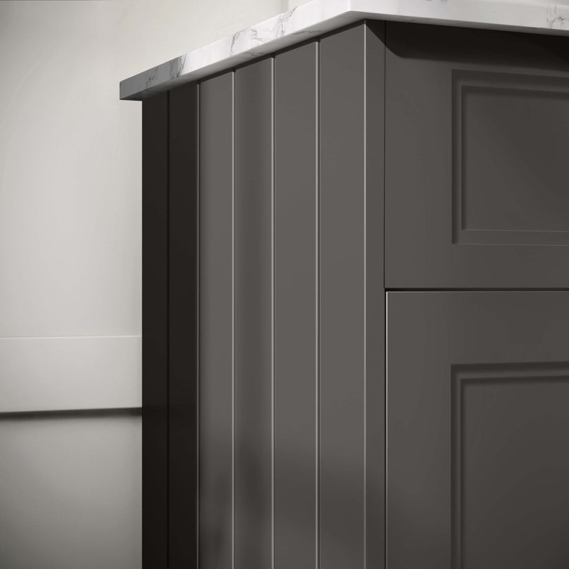 Lucia Graphite Grey Cabinet with Marble Top 1200mm (Excludes Counter Top Basins) - Brushed Brass Accents