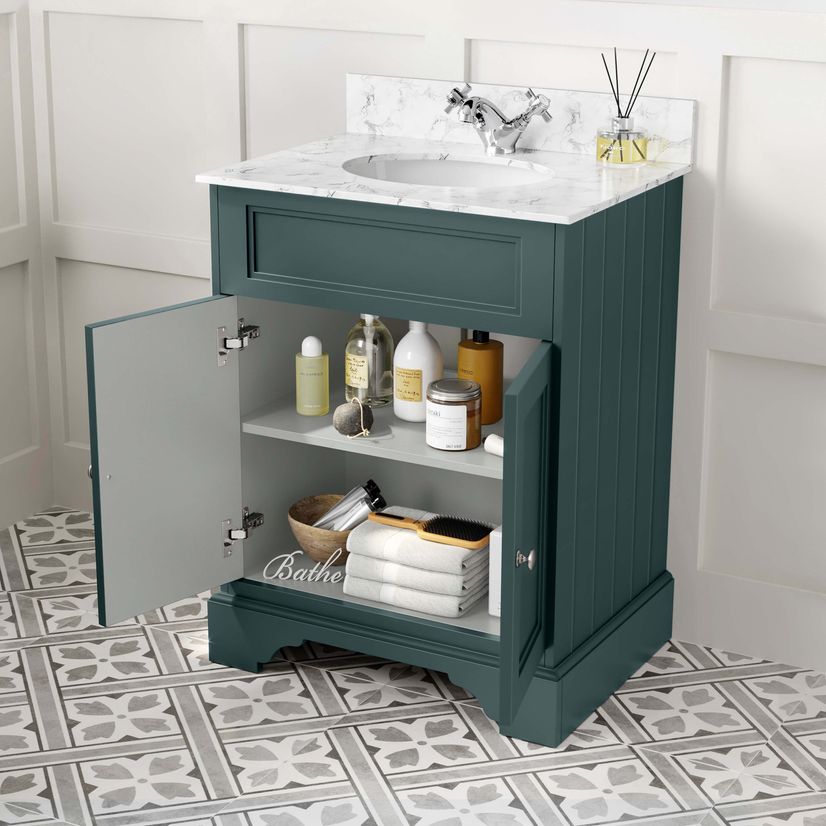 Lucia Midnight Green Vanity with Marble Top & Undermount Basin 630mm