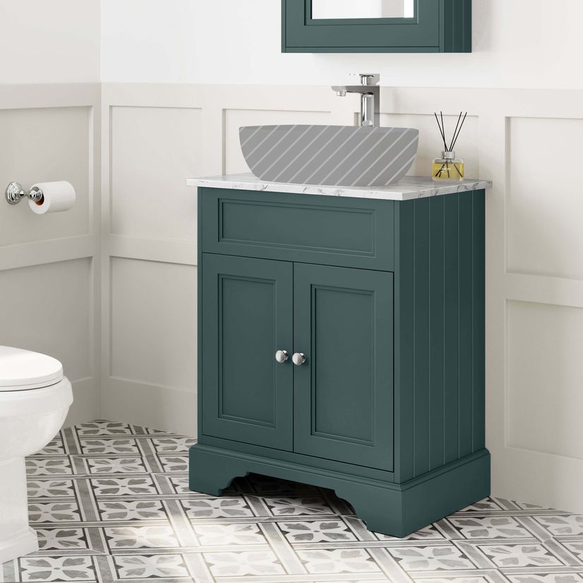 Lucia Midnight Green Cabinet with Marble Top 640mm - Excludes Counter Top Basin