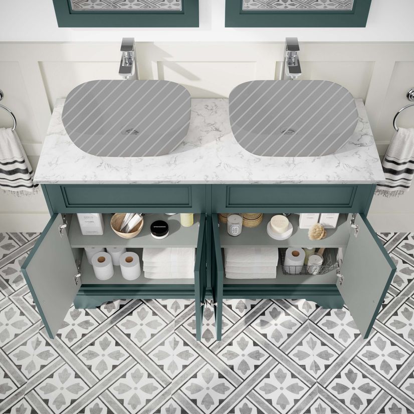 Lucia Midnight Green Cabinet with Marble Top 1200mm - Excludes Counter Top Basins