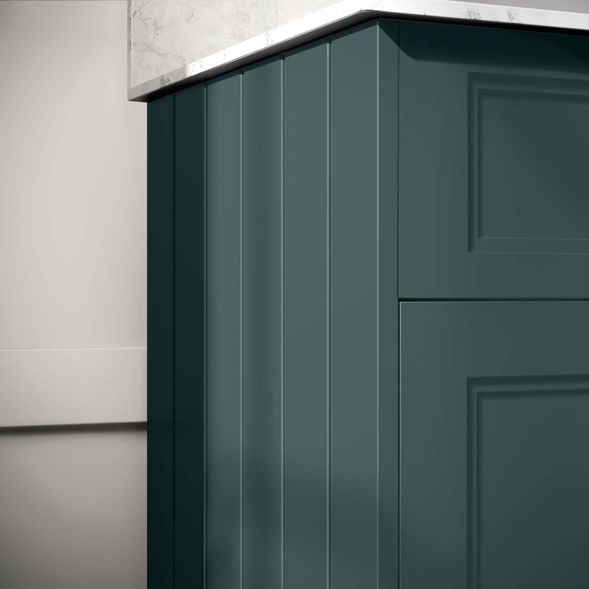 Lucia Midnight Green Vanity with Marble Top & Undermount Basin 830mm - Brushed Brass Accents