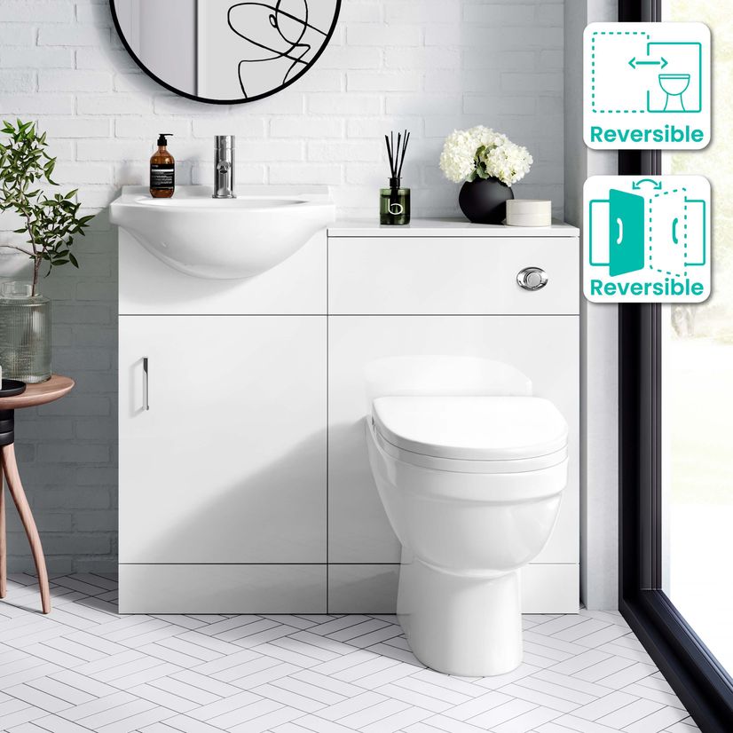 Quartz Gloss White Combination Vanity Basin and Seattle Toilet 950mm
