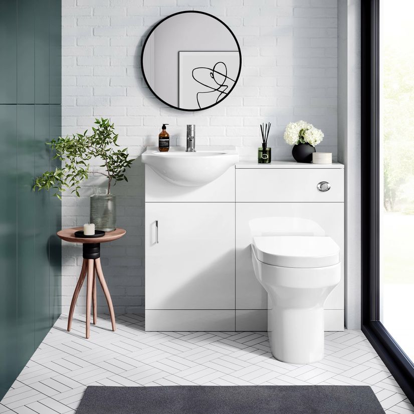 Quartz Gloss White Combination Vanity Basin and Denver Toilet 950mm