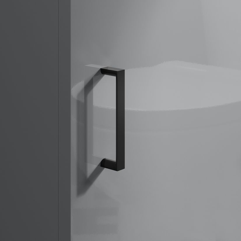 Quartz Stone Grey Cloakroom Vanity with Semi Recessed Basin 450mm - Black Accents