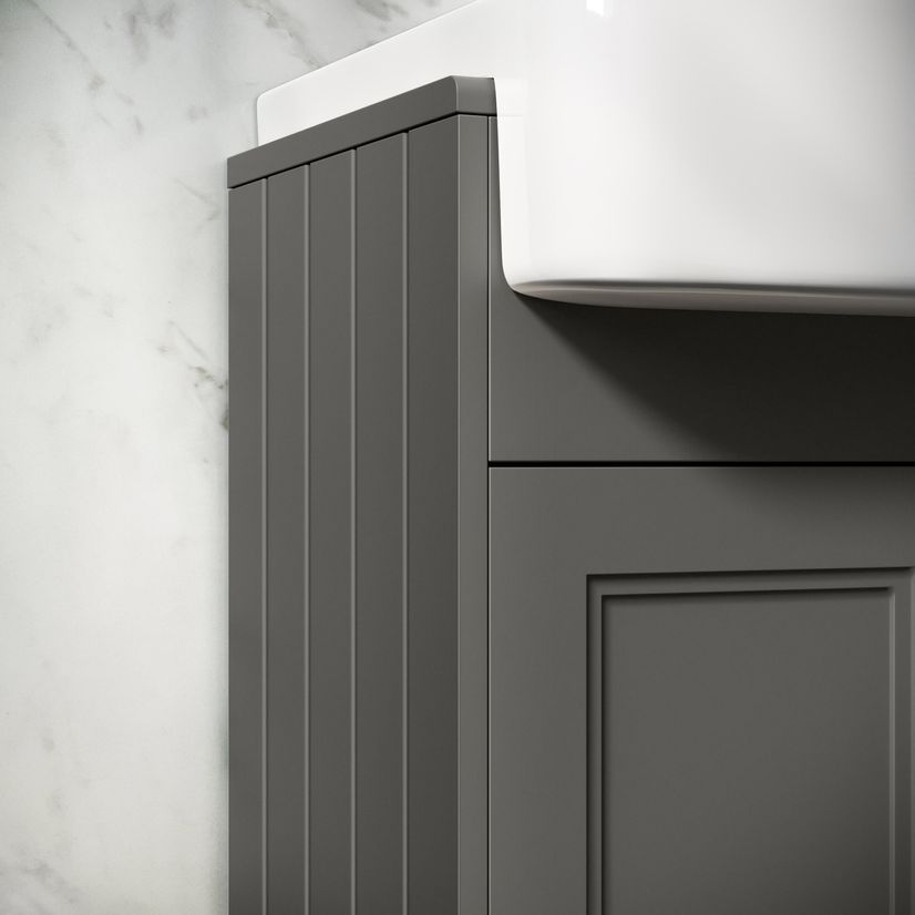 Monaco Graphite Grey Combination Vanity Basin and Boston V2 Toilet 1500mm - Brass Knurled Handles