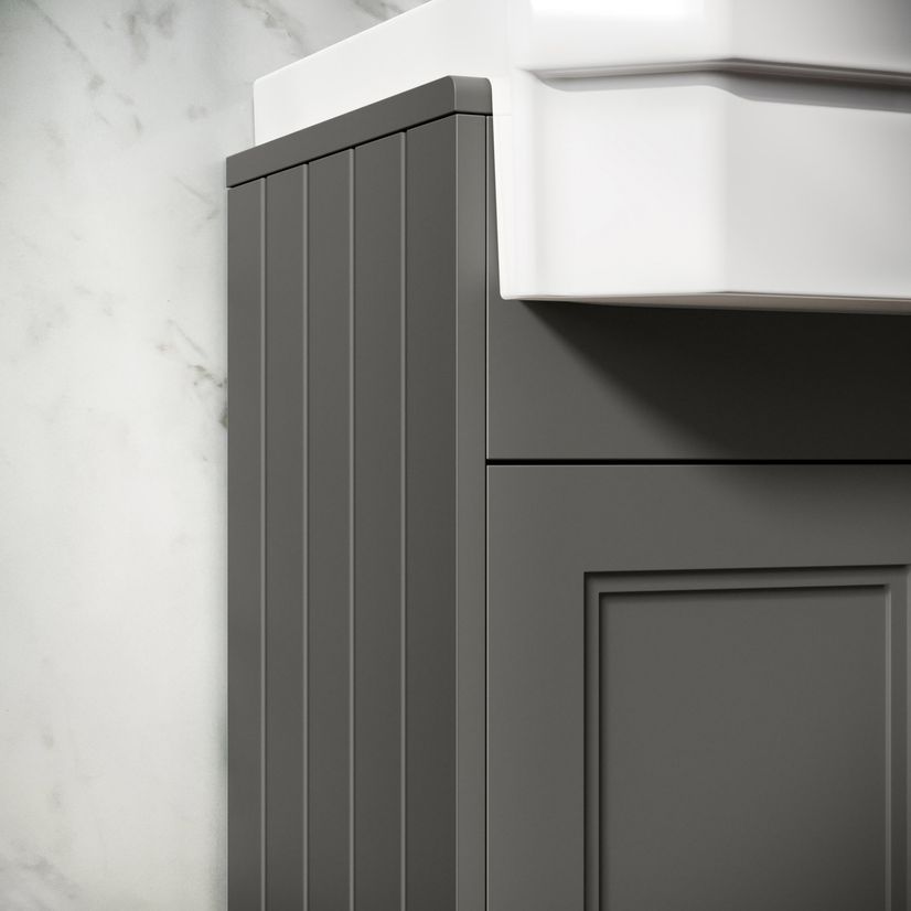 Monaco Graphite Grey Combination Vanity Traditional Basin and Seattle Toilet 1200mm - Brass Knurled Handles