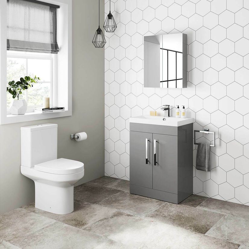 Avon Stone Grey Basin Vanity 600mm and Toilet Set