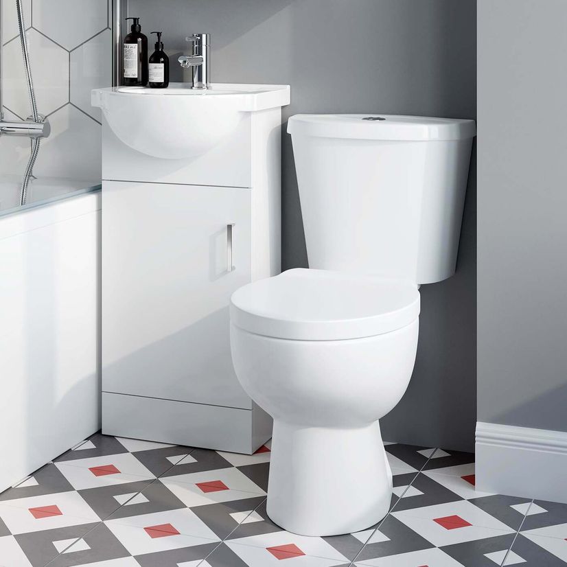 Quartz Gloss White Cloakroom Vanity with 400mm Basin and Toilet Set