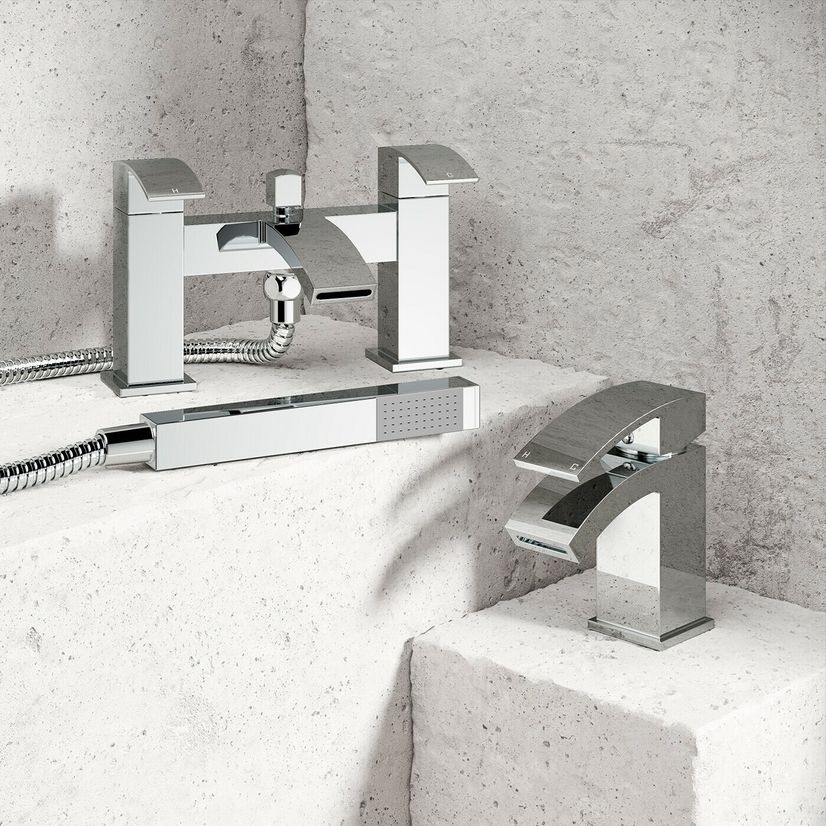 Welland Chrome Basin & Shower Bath Mixer Tap Set