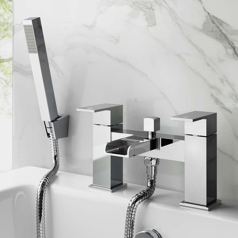 Avon Chrome Waterfall Basin & Shower Bath Mixer Tap Set