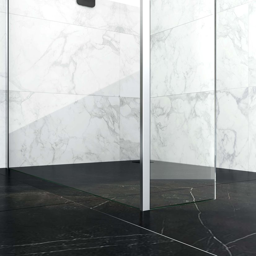 Copenhagen Easy Clean 8mm Wet Room Shower Glass 800mm & 250mm Return Panel