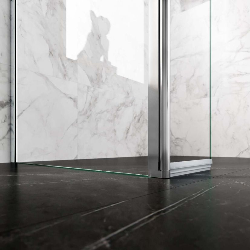 Copenhagen Easy Clean 8mm Walk In Shower Enclosure 800mm & 800mm Glass with Pivotal Return Panel