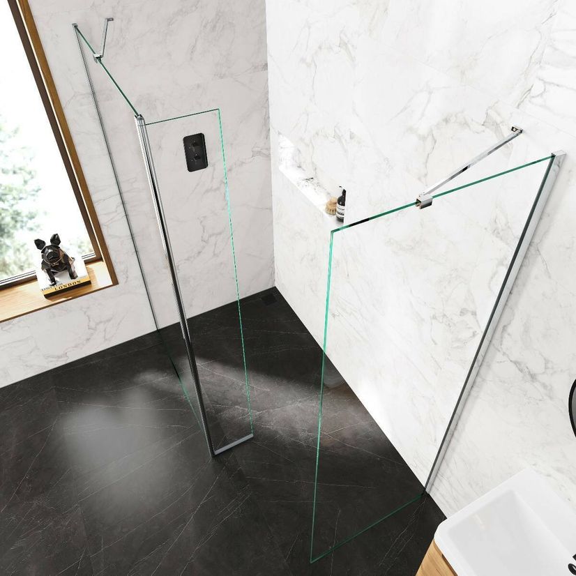 Copenhagen Easy Clean 8mm Walk In Shower Enclosure 1000mm & 700mm Glass with Pivotal Return Panel