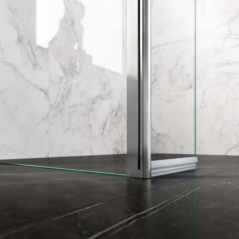 Copenhagen Easy Clean 8mm Walk In Shower Enclosure 1400mm & 700mm Glass with Pivotal Return Panel