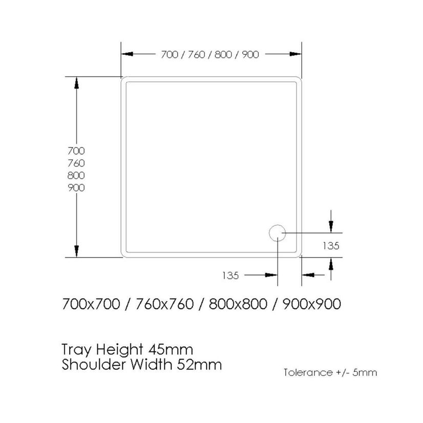 London Square Stone Shower Tray 800x800mm & Riser Kit
