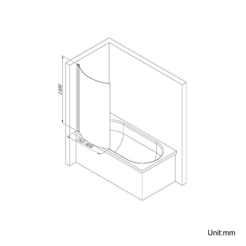 P Shaped 1600 Shower Bath with Front Panel & 4mm Screen - Left Handed