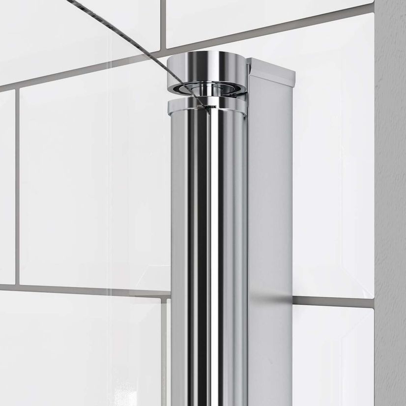 P Shaped 1600 Shower Bath with Front Panel & 6mm Easy Clean Screen with Rail - Right Handed