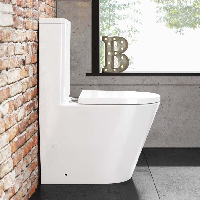 Boston Rimless Fully Back To Wall Close Coupled Toilet With Premium Soft Close Seat