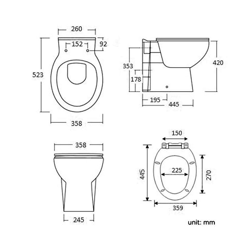 Austin Back To Wall Toilet With Soft Close Seat and Concealed Cistern