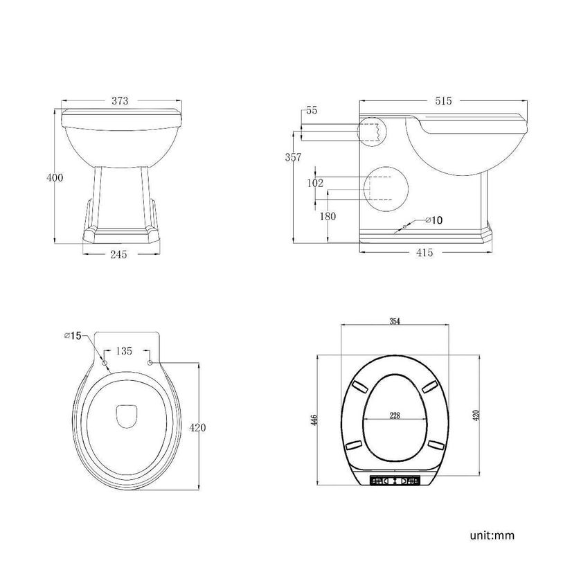 Hudson Traditional Back To Wall Toilet With Soft Close Seat and Concealed Cistern