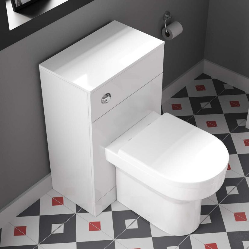 Quartz Gloss White Back To Wall Unit and Denver Toilet