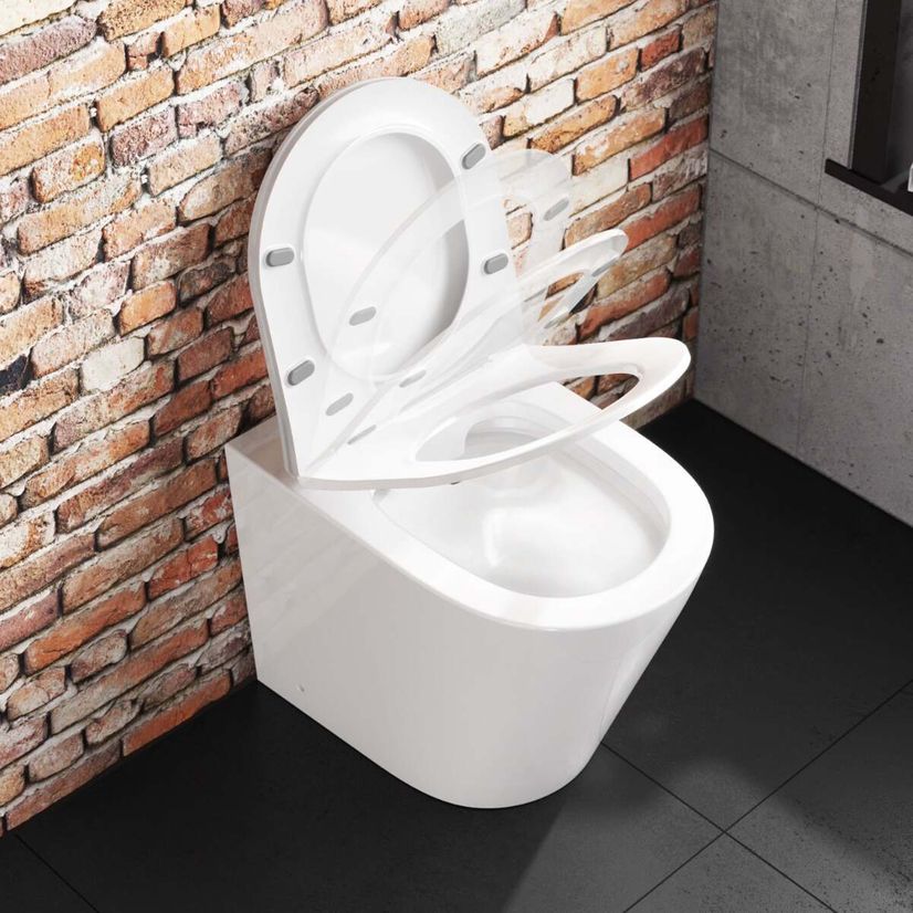 Boston Rimless Back To Wall Toilet With Premium Soft Close Slim Seat