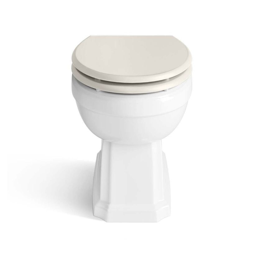 Hudson Traditional Back To Wall Toilet With Chalk White Wooden Seat