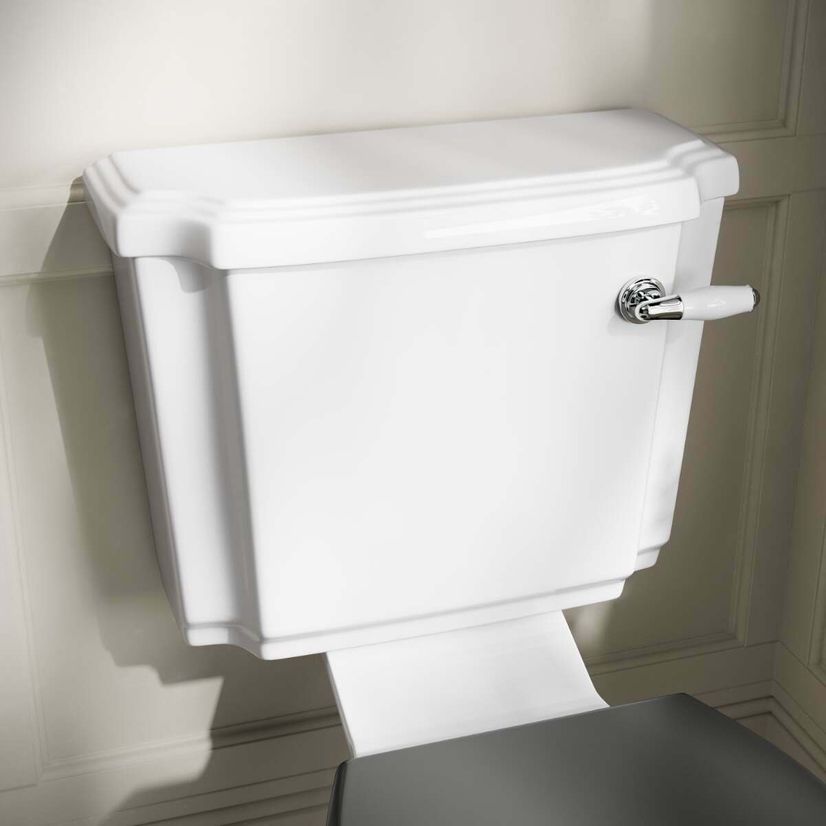 Hudson Traditional Toilet With Graphite Grey Seat & Pedestal Basin Set - Double Tap Hole