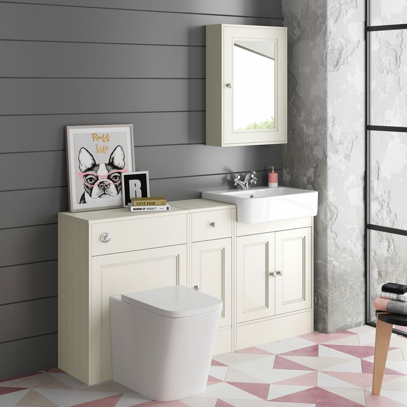 Monaco Chalk White Combination Vanity Basin And Nevada Toilet 1500mm