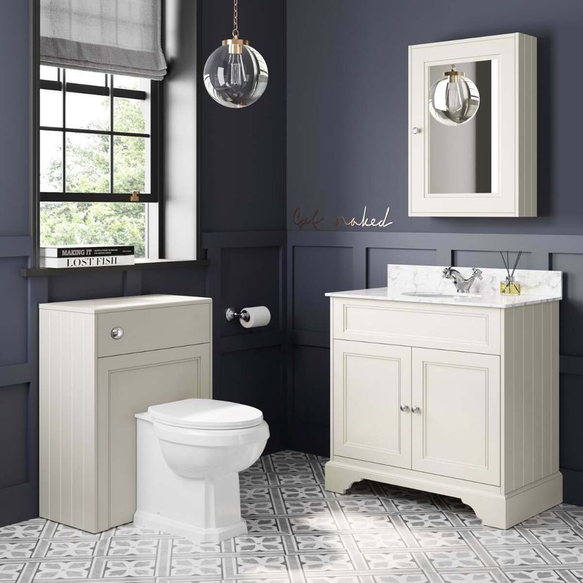 Lucia Chalk White Vanity with Marble Top & Undermount Basin 830mm