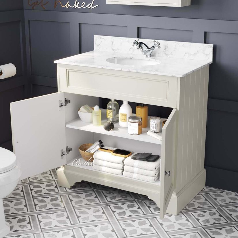 Lucia Chalk White Vanity with Marble Top & Undermount Basin 830mm