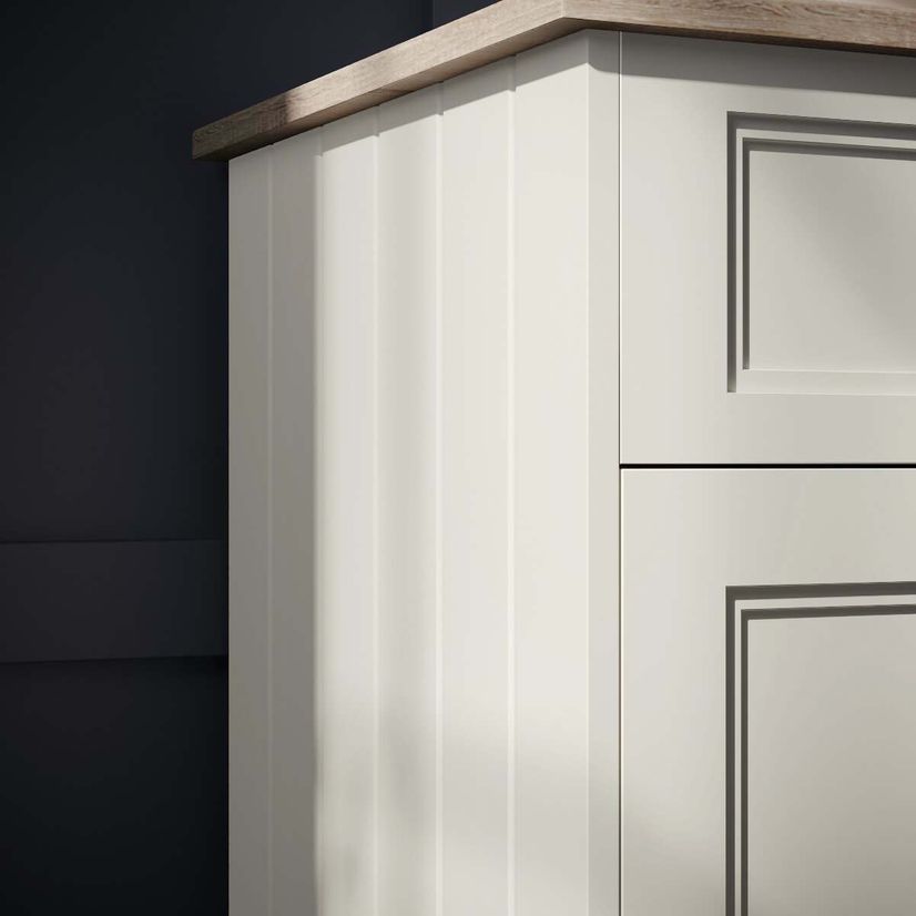 Lucia Chalk White Cabinet with Oak Effect Top 640mm - Excludes Counter Top Basin