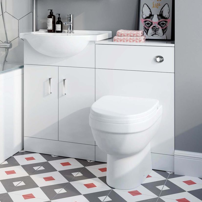 Quartz Gloss White Combination Vanity Basin and Seattle Toilet 1050mm