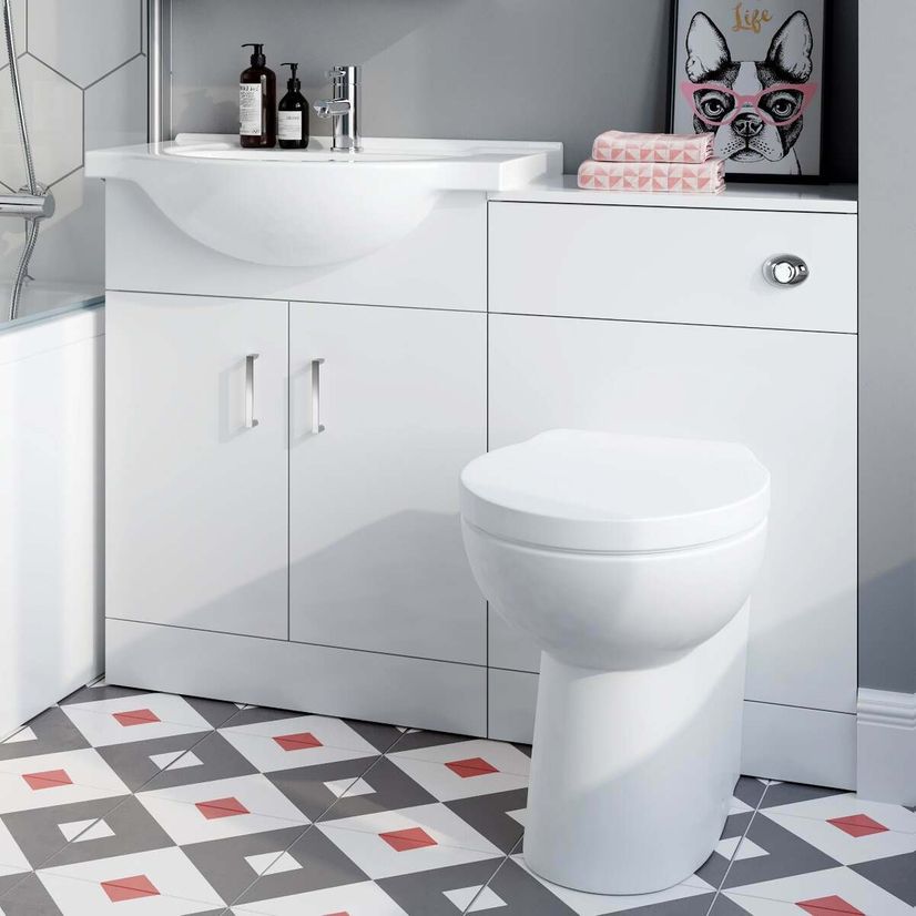 Quartz Gloss White Combination Vanity Basin and Austin Toilet 1150mm