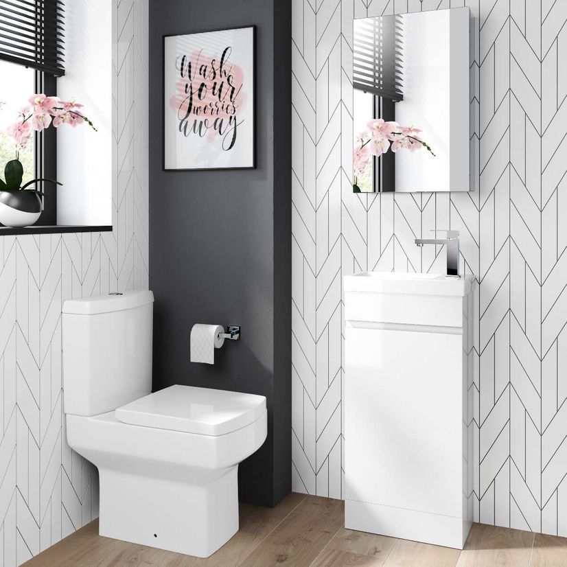 Trent Gloss White Cloakroom Floor Standing Basin Vanity 400mm