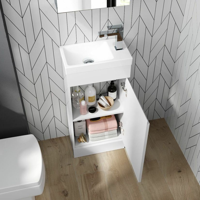 Trent Gloss White Cloakroom Floor Standing Basin Vanity 400mm